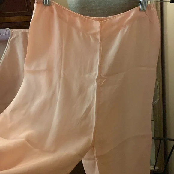 Vintage Little Duchess lounge pj set peach silk small crop pant high rise - Picture 7 of 12
